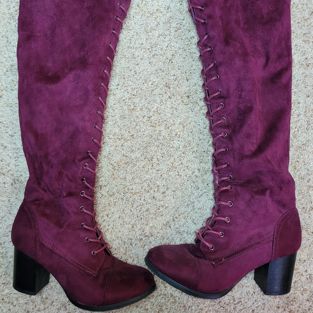 Knee Length Lace-Up Boots